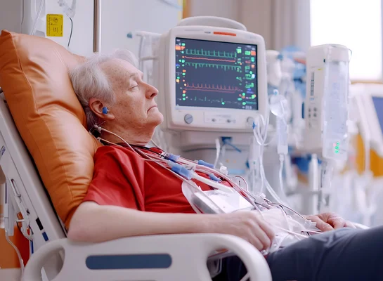 Patient während Dialyse